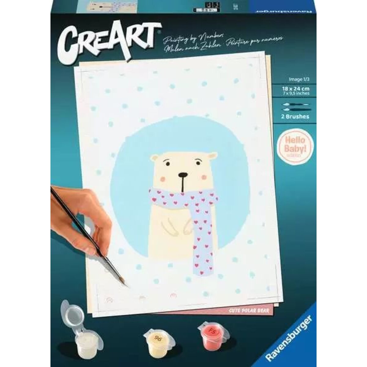 Ravensburger CreArt Hello Baby: Cute Polar Bear - Malen nach Zahlen für Erwachsene