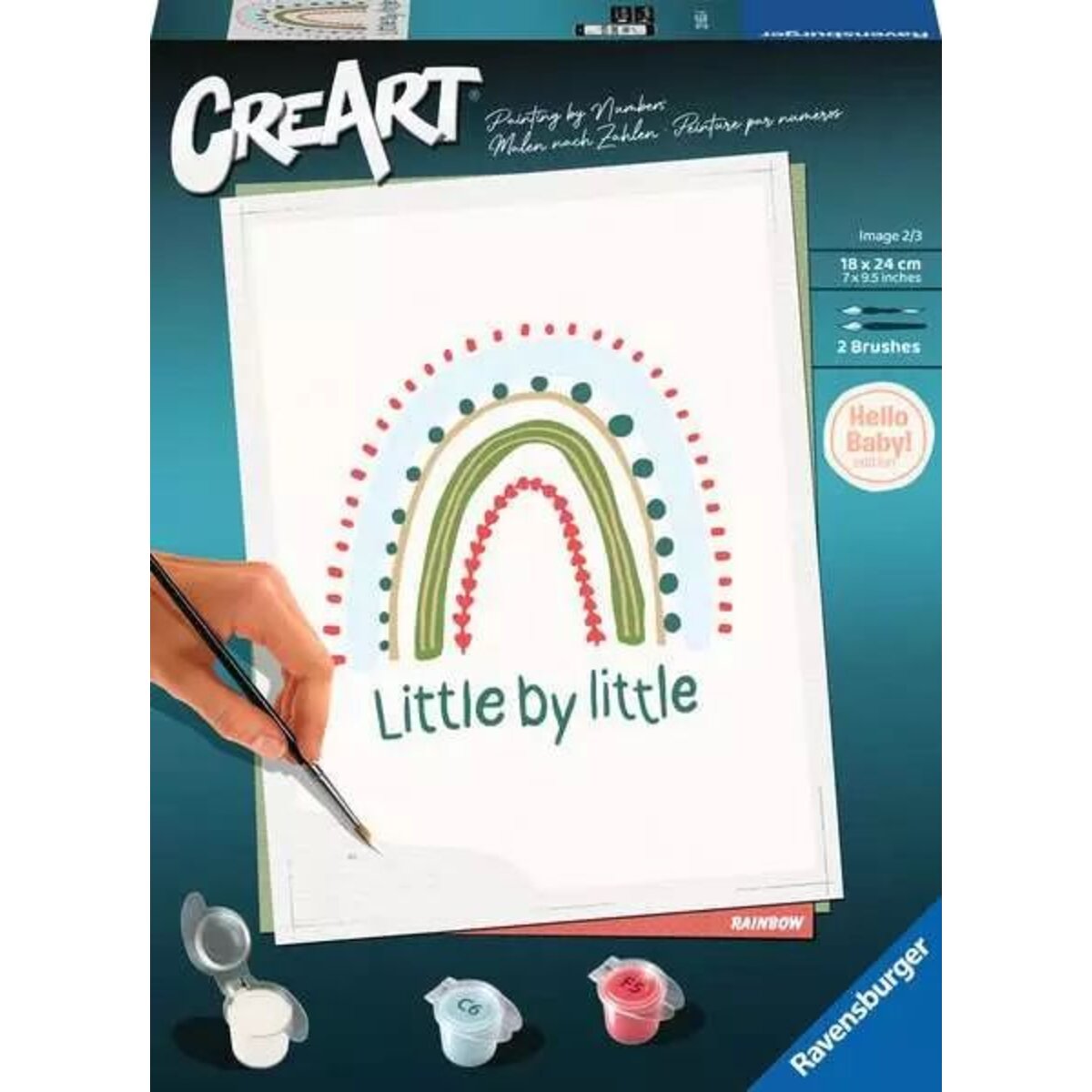 Ravensburger CreArt Hello Baby: Rainbow - Malen nach Zahlen für Erwachsene