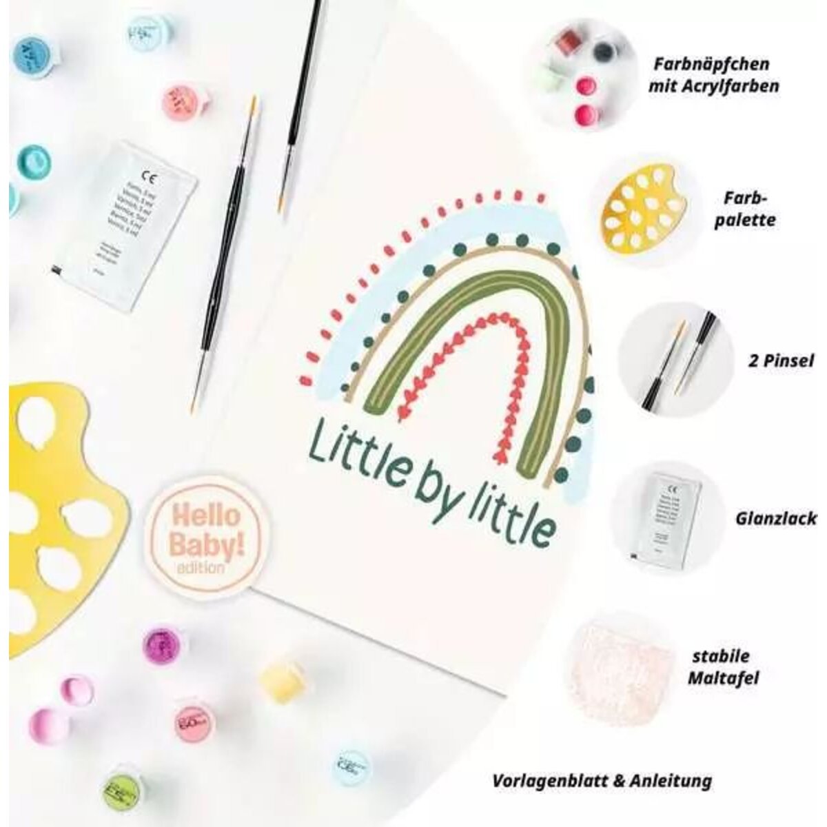 Ravensburger CreArt Hello Baby: Rainbow - Malen nach Zahlen für Erwachsene