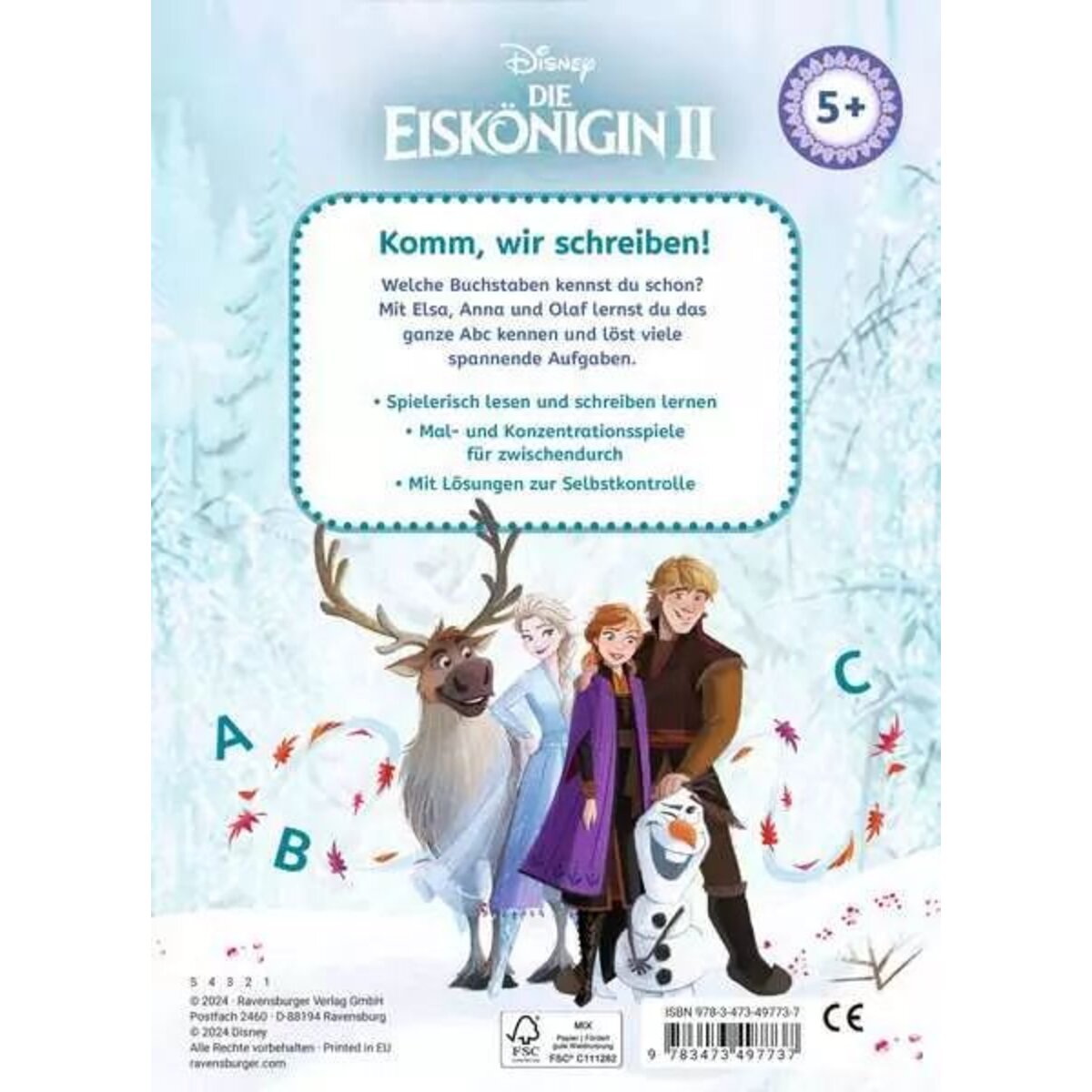 Ravensburger Disney Die Eiskönigin 2 - Mein Vorschulblock: Lesen und Schreiben