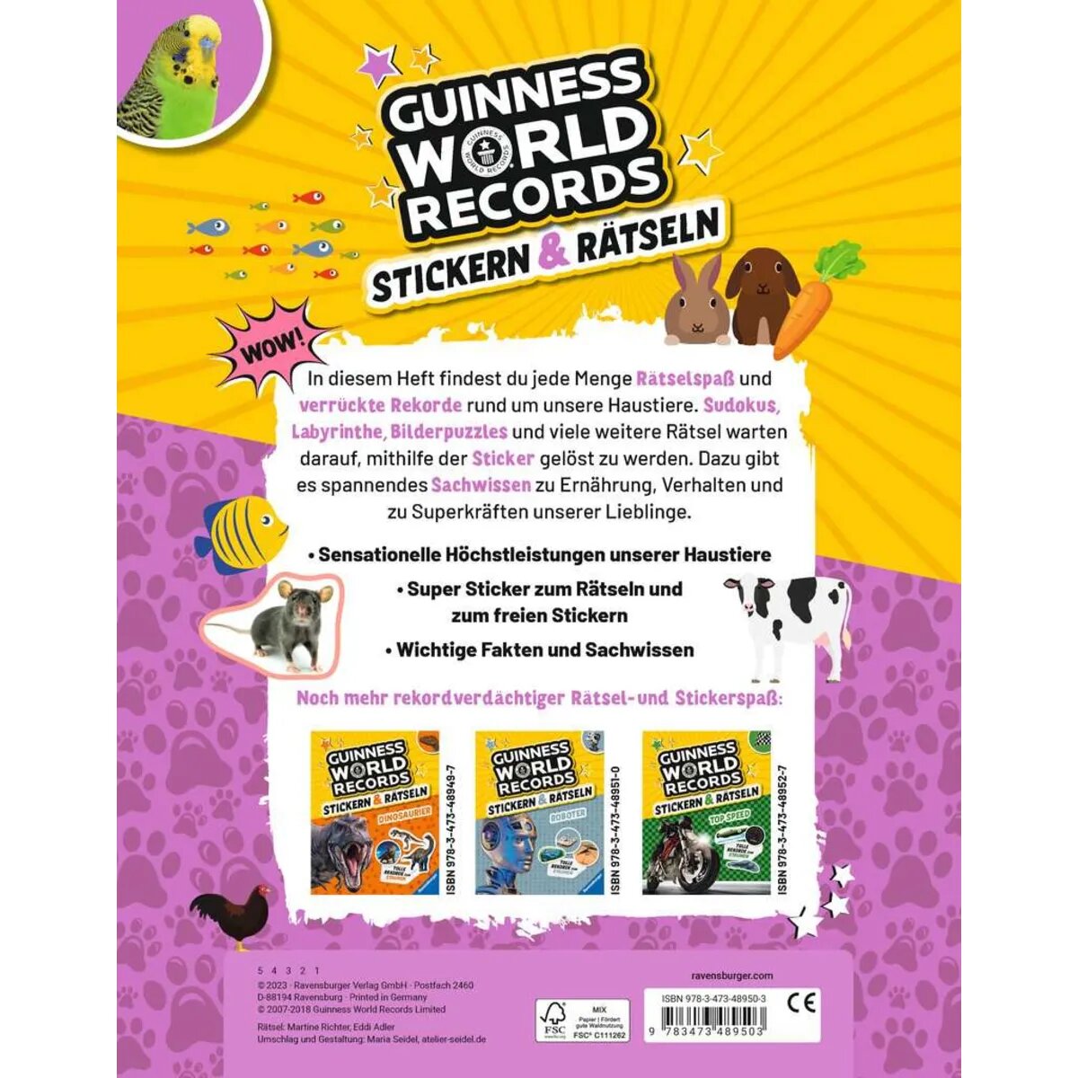 Ravensburger Guinness World Records: Stickern & Rätseln - Haustiere