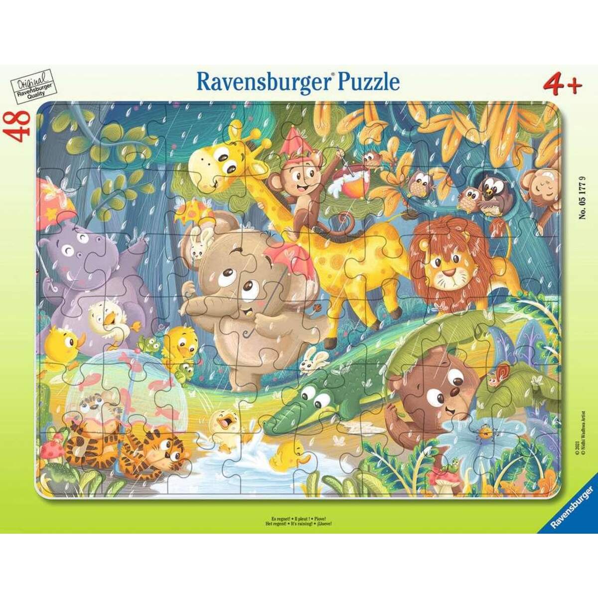 Ravensburger Kinderpuzzle 05177 - Es regnet! - 30-48 Teile
