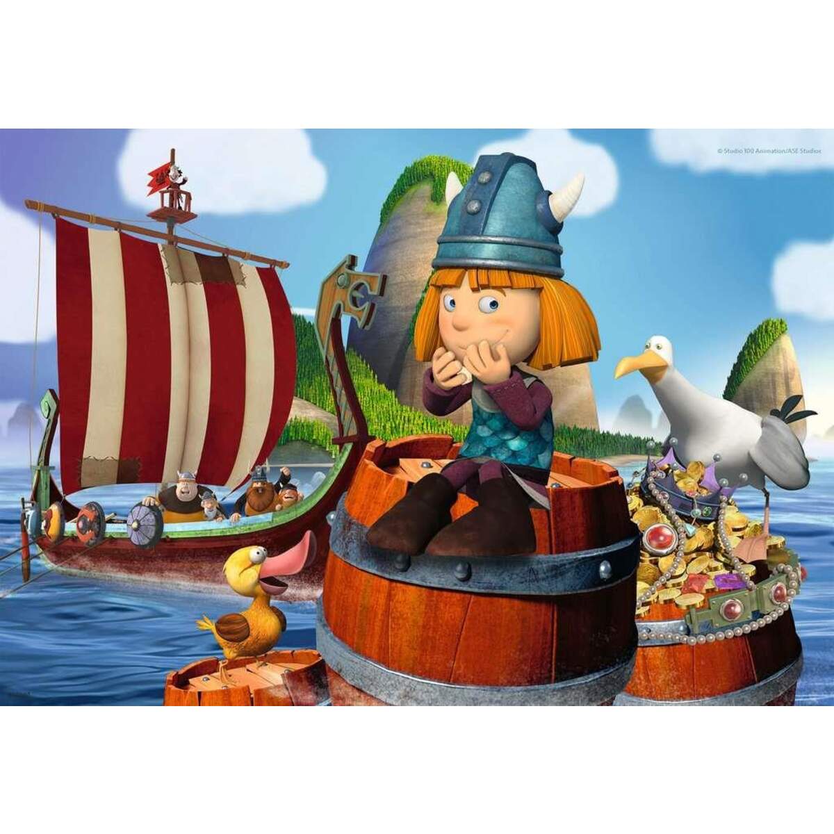 Ravensburger Kinderpuzzle Unser kluges Köpfchen Wickie, 2x24 Teile
