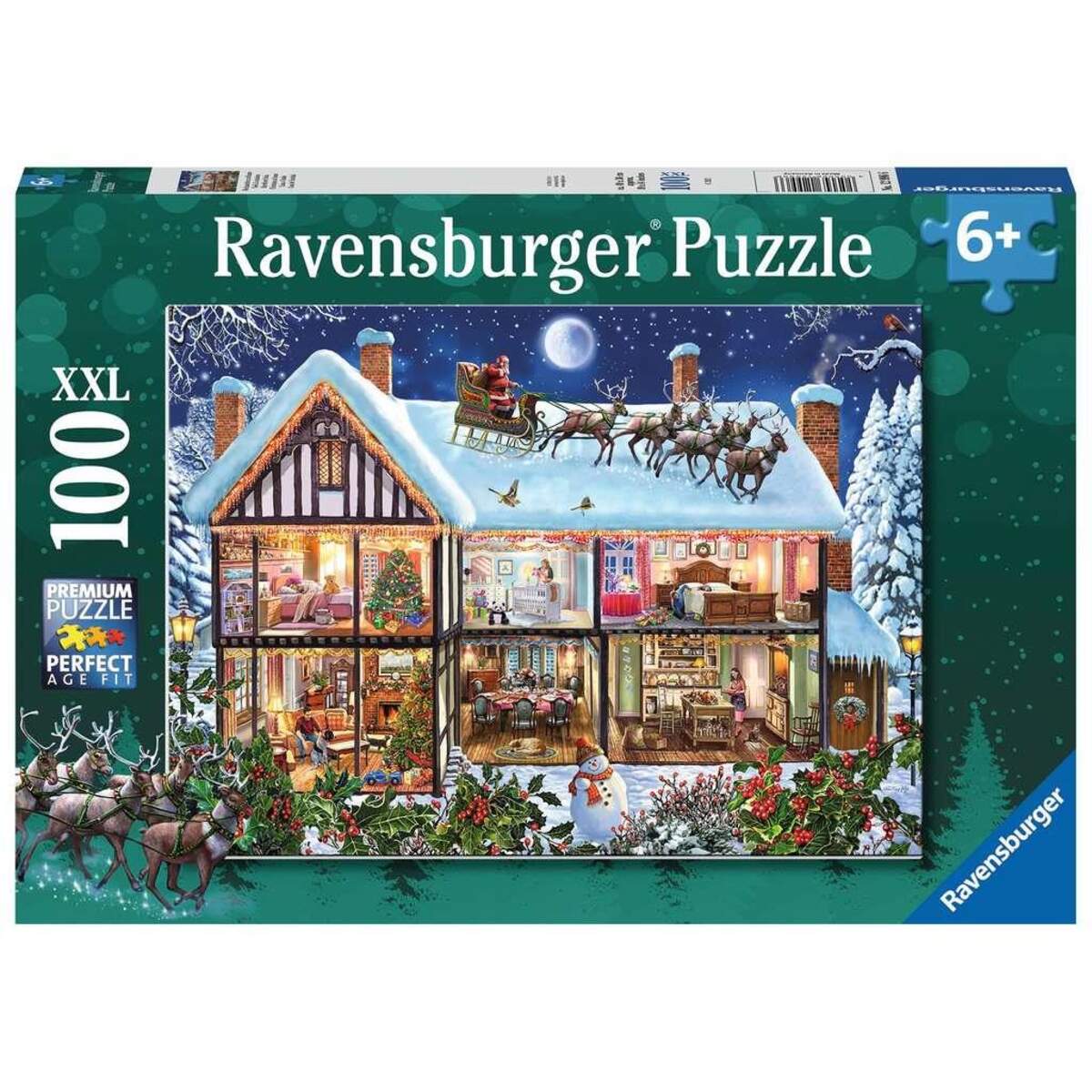Ravensburger Kinderpuzzle XXL 12996 - Weihnachten zu Hause, 100 Teile