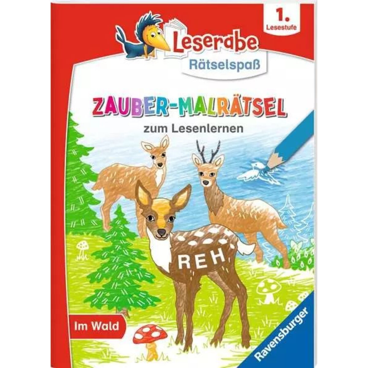 Ravensburger Leserabe Rätselspaß Zauber-Malrätsel zum Lesenlernen: Im Wald (1. Lesestufe)