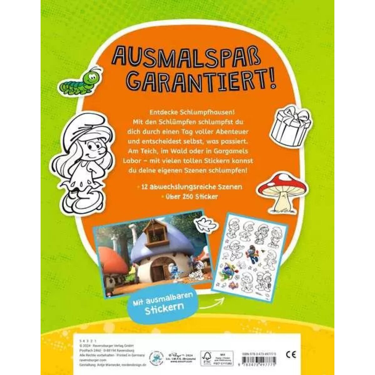 Ravensburger Mein Ausmalstickerbuch: Die Schlümpfe