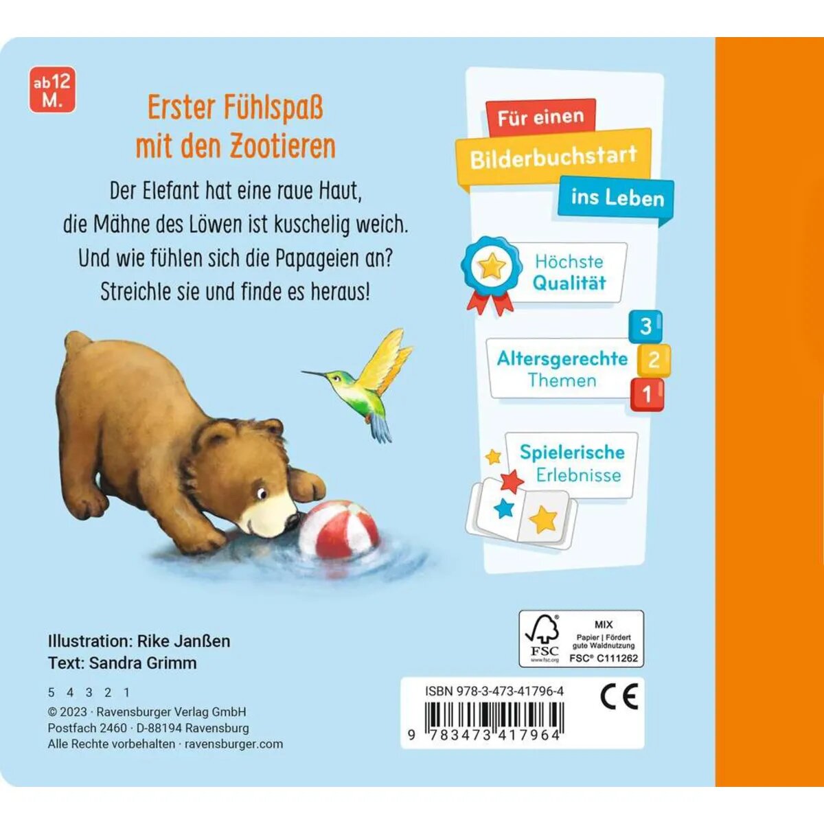 Ravensburger Mein erstes Fühlbuch: Meine Zootiere
