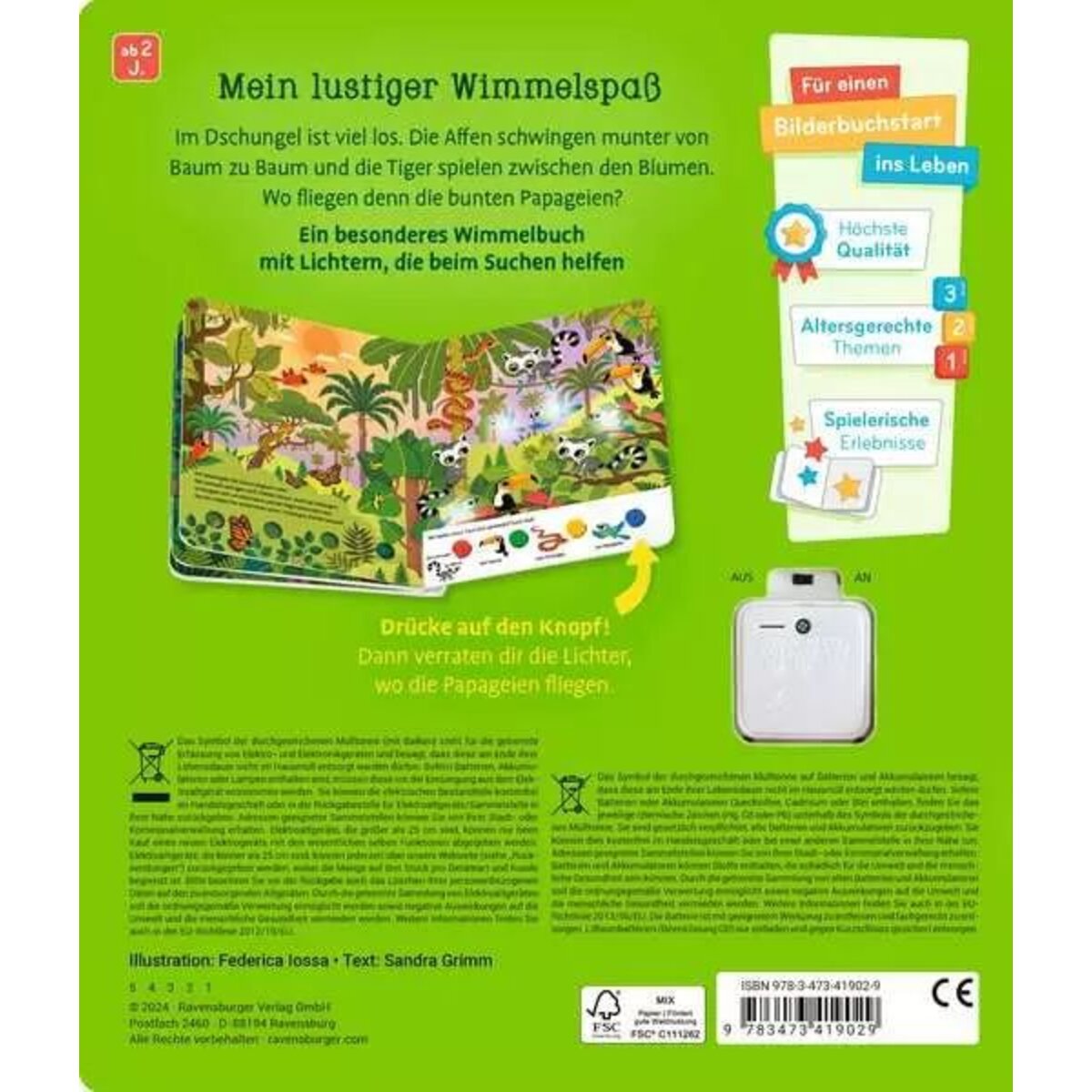 Ravensburger Mein großes Lichter-Wimmelbuch: Im Dschungel