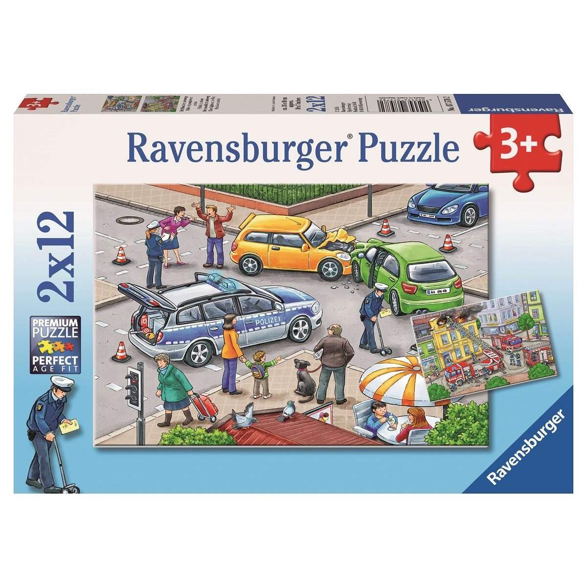 Ravensburger Mit Blaulicht unterwegs, 2 x 12 Teile Puzzle