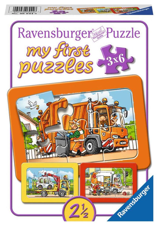 Ravensburger Müllabfuhr, Krankenwagen, Abschleppwagen, 3x6 Teile