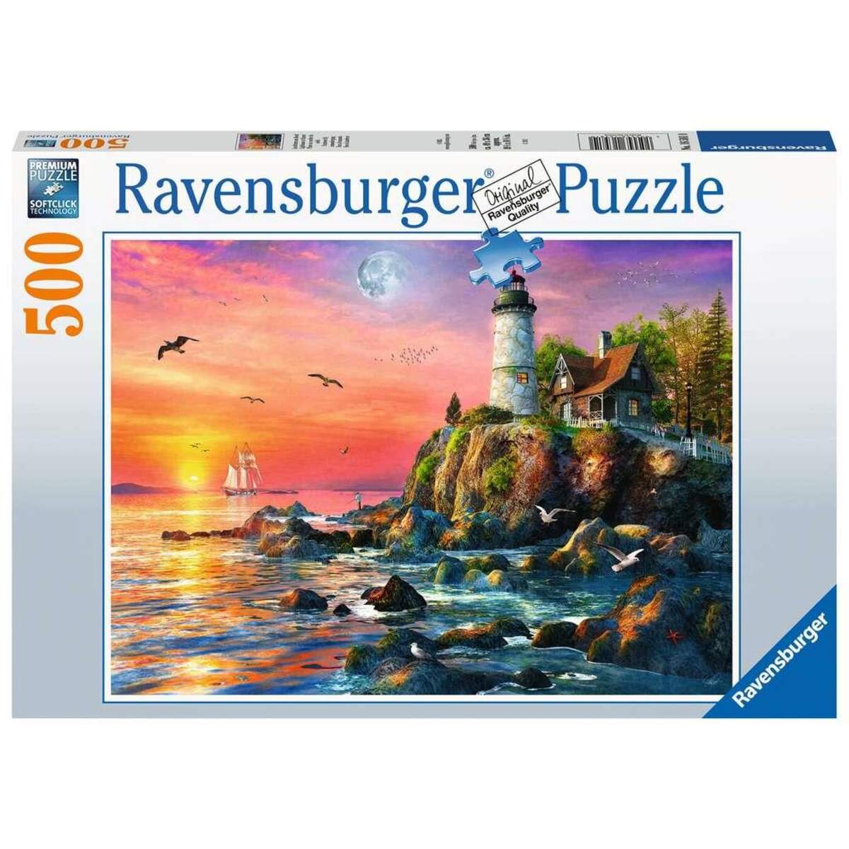 Ravensburger Puzzle - Leuchtturm am Abend, 500 Teile