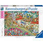 Ravensburger Puzzle - Niedliche Pilzhäuschen in der Blumenwiese, 1000 Teile