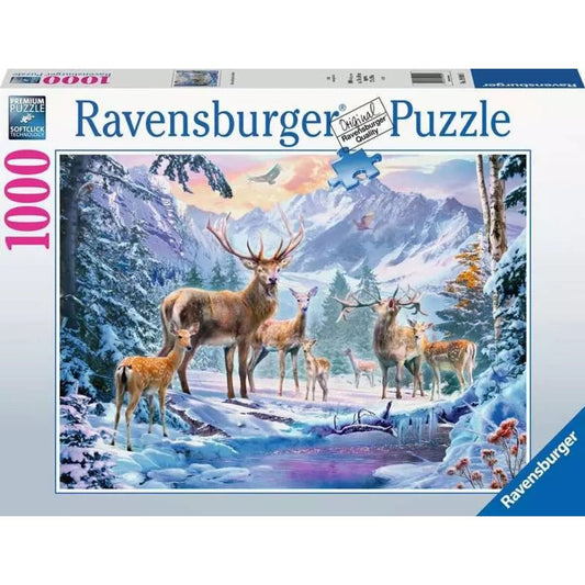 Ravensburger Puzzle - Rehe und Hirsche im Winter, 1000 Teile
