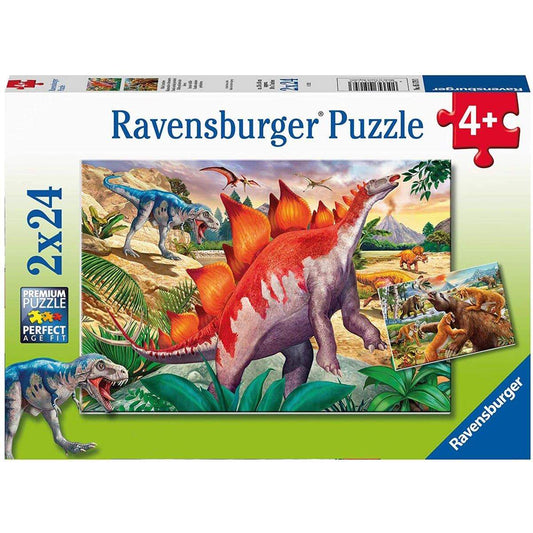 Ravensburger Puzzle - Wilde Urzeittiere, 2 x 24 Teile
