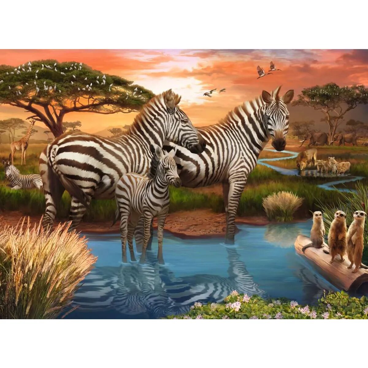 Ravensburger Puzzle - Zebras am Wasserloch, 500 Teile