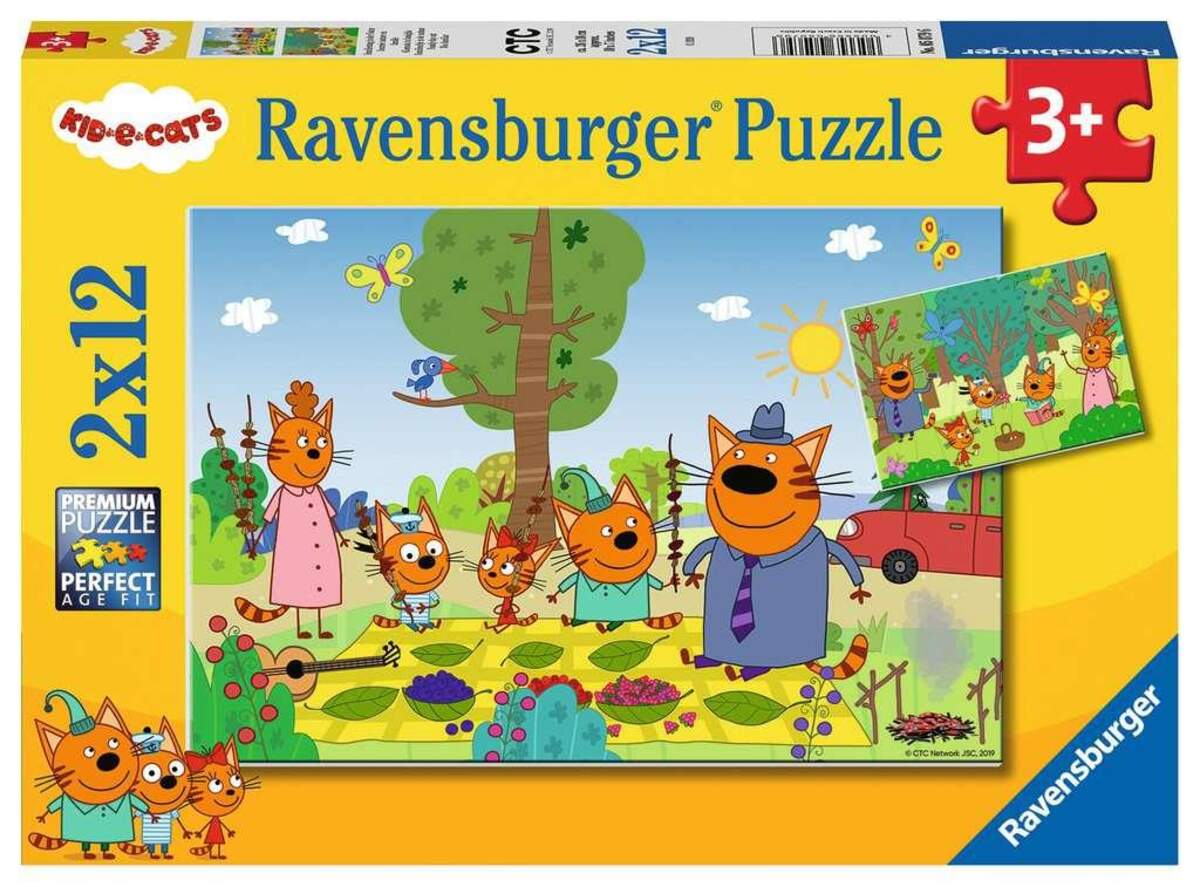 Ravensburger Puzzle Kid-E-Cats Familientag in der Natur 2x12 Teile