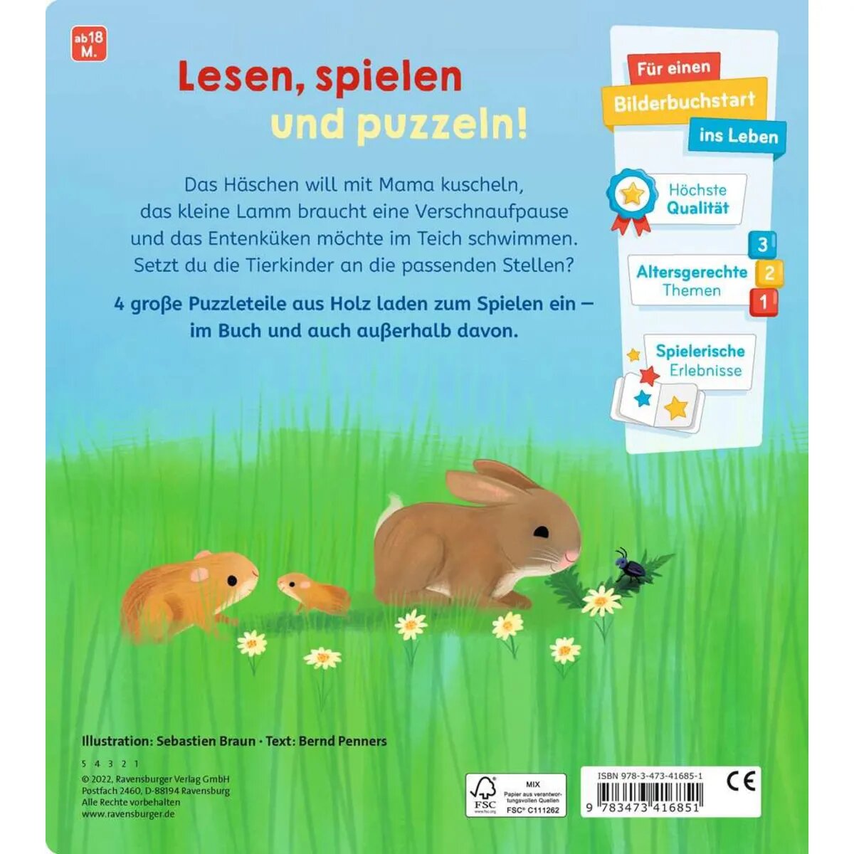 Ravensburger Spiel mit den Tierkindern: Mein buntes Holzpuzzle-Buch