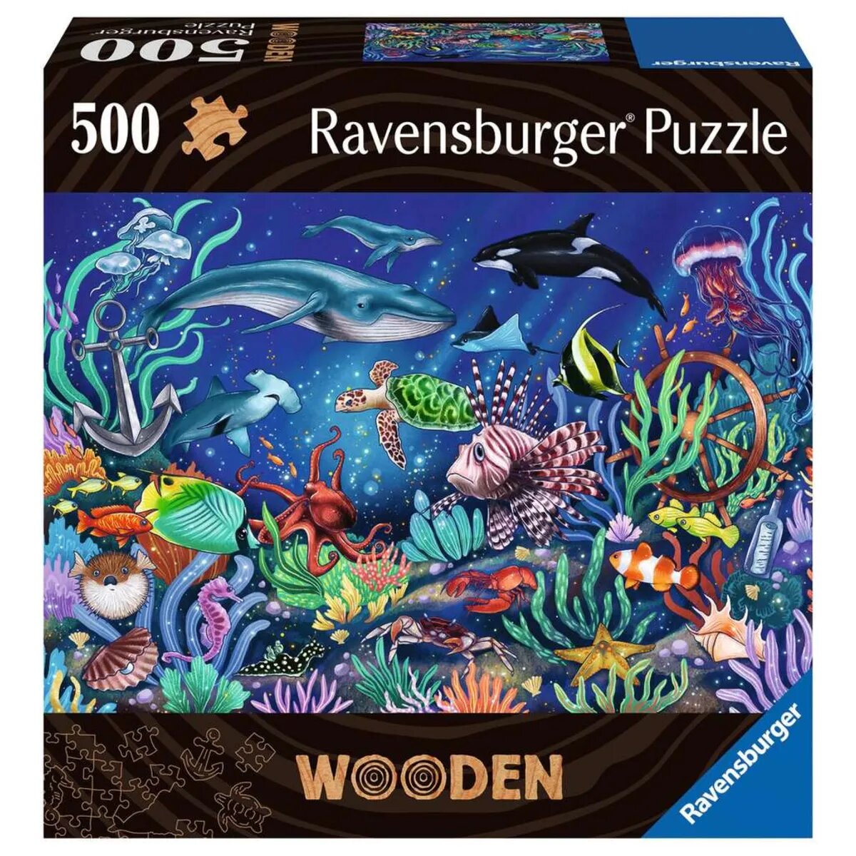 Ravensburger Wooden Puzzle - Unten im Meer, 500 Teile