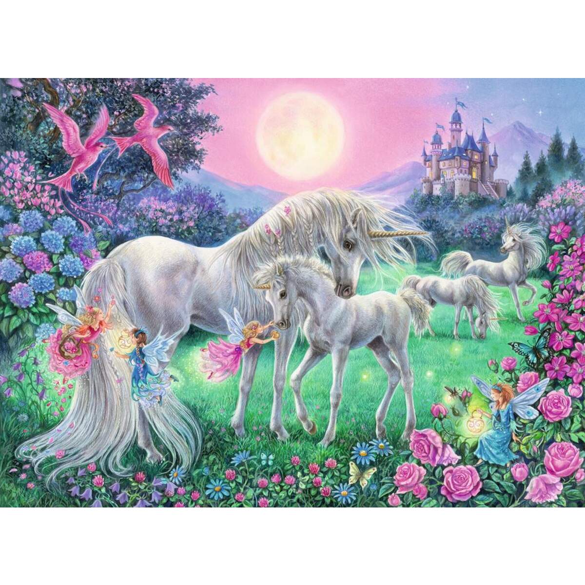 Ravensburger XXl Puzzle Color Star Line Einhörner im Mondschein, 100 Teile