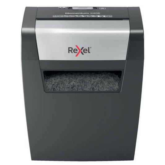 Rexel Aktenvernichter Momentum X406, Partikelschnitt, P-4, 6 Blatt, schwarz