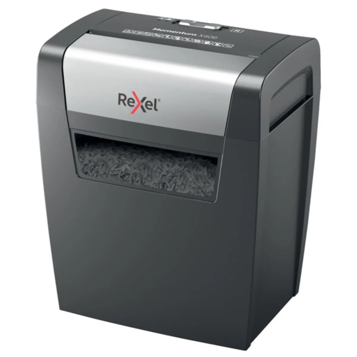 Rexel Aktenvernichter Momentum X406, Partikelschnitt, P-4, 6 Blatt, schwarz