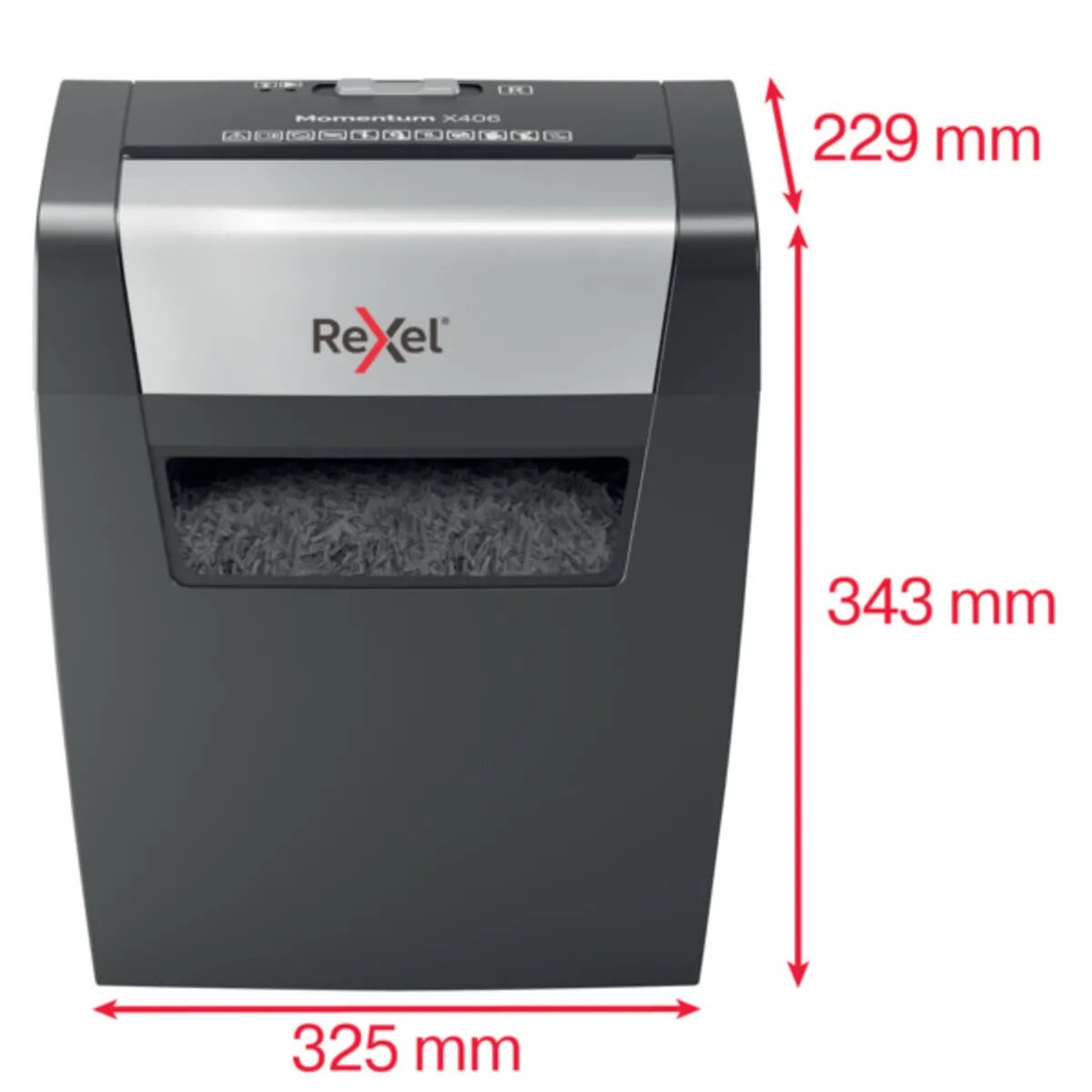Rexel Aktenvernichter Momentum X406, Partikelschnitt, P-4, 6 Blatt, schwarz