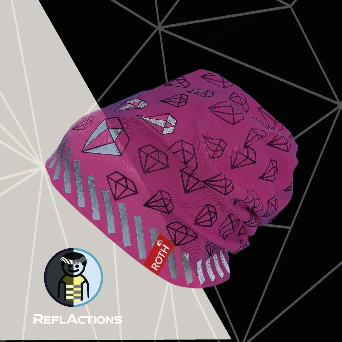 Roth Jersey Mütze Diamant, reflektierend, pink