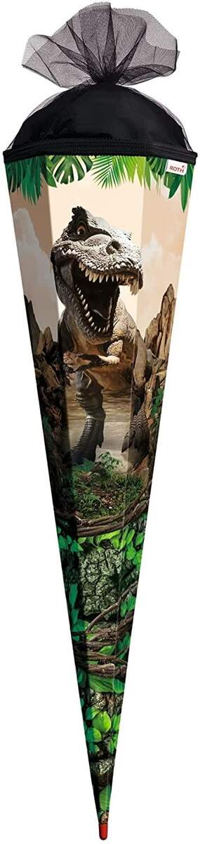 Roth Schultüte groß Tyrannosaurus 85 cm - 6-eckig Rot(h)-Spitze Tüllverschluss