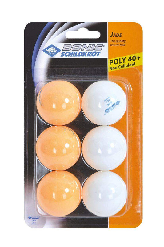 Schildkröt Donic Tischtennisball Jade, Poly 40+ , 6 Stk., 3x weiß, 3x orange