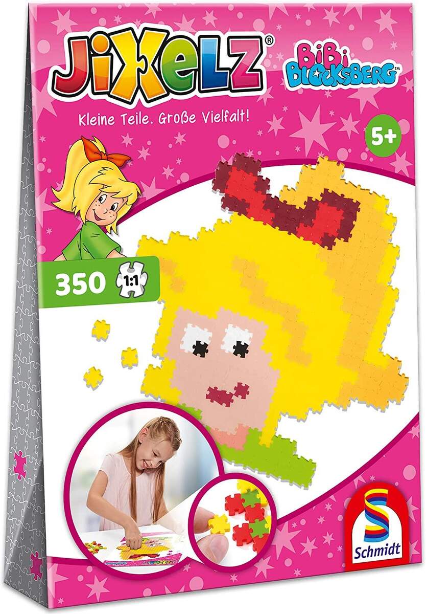 Schmidt Spiele Puzzle - Jixels Bibi Blocksberg 1 Motiv mit Designvorlage, 350 Teile