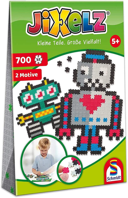 Schmidt Spiele Puzzle - Jixels Roboter, 700 Teile, 2 Motive mit Designvorlage