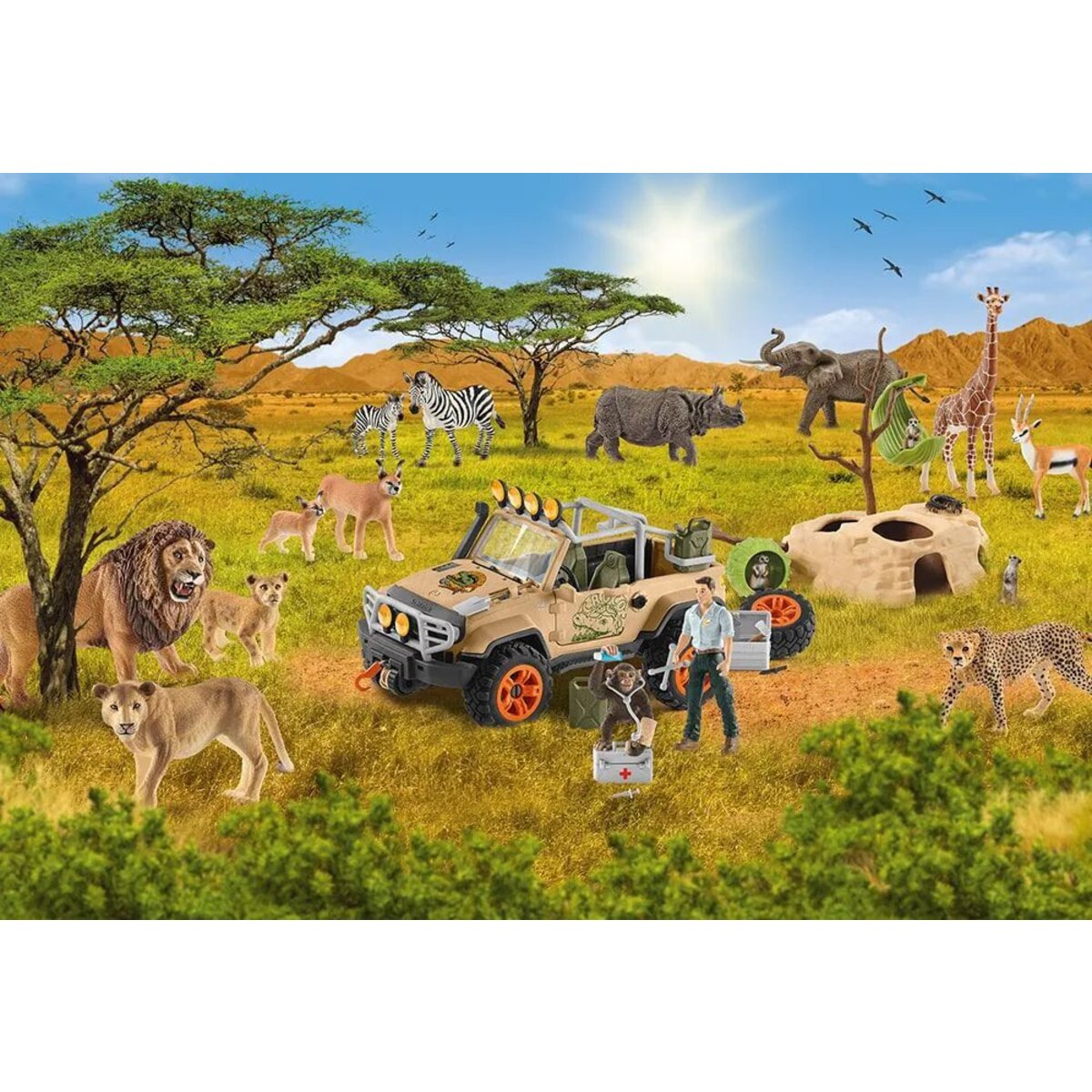 Schmidt Spiele Kinderpuzzle - Schleich ®: Wild Life - In der Sarvanne, 60 Teile mit Baby Löwenjunge Figur