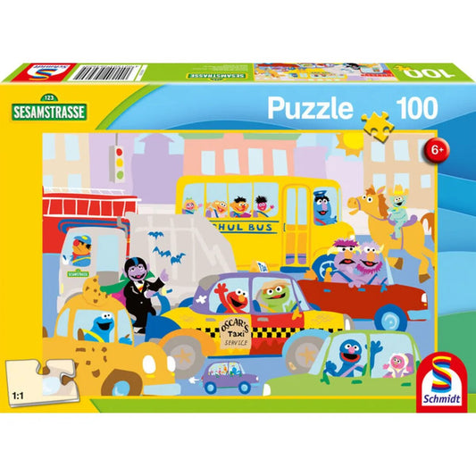 Schmidt Spiele Puzzle - Die Sesamstraße: Im Straßenverkehr, 100 Teile