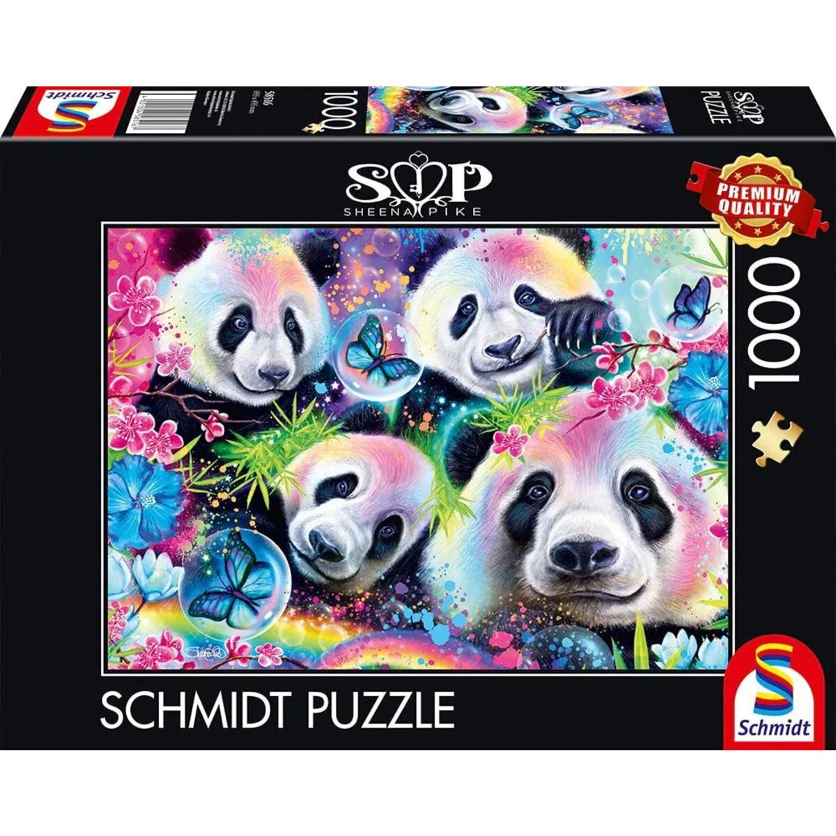 Schmidt Spiele Puzzle - Sheena Pike: Neon Blumen-Pandas, 1.000 Teile