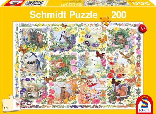 Schmidt Spiele KinderPuzzle - Mit Tieren und Blumen durch die Jahreszeiten, 200 Teile