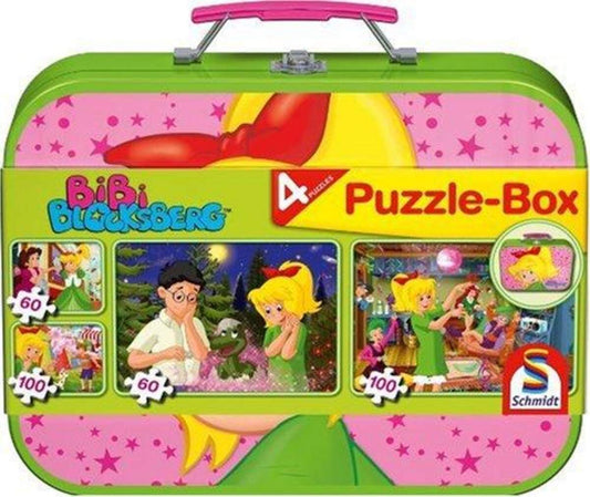 Schmidt Spiele Puzzle - Box im Metallkoffer Bibi Blocksberg, 2x60, 2x100 Teile