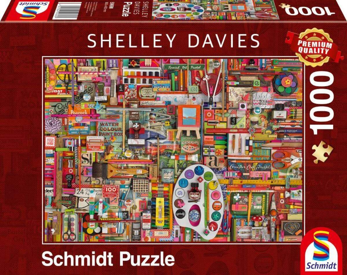 Schmidt Spiele Puzzle - Shelley Davies Vintage Künstlermaterialien, 1000 Teile