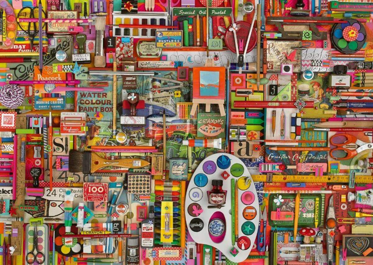 Schmidt Spiele Puzzle - Shelley Davies Vintage Künstlermaterialien, 1000 Teile