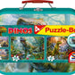 Schmidt Spiele Puzzle - Box im Metallkoffer Dinos, 4 Puzzle