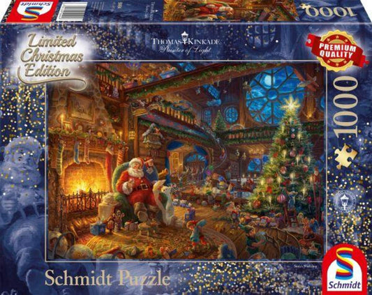 Schmidt Spiele Puzzle - Thomas Kinkade - Der Weihnachtsmann und seine Wichtel, Limited Edition, 1000 Teile