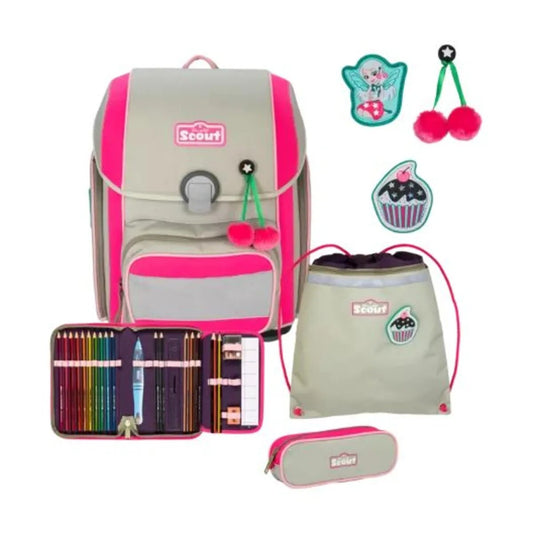 Scout Schulranzen-Set Genius DIN Pink Cherry, 4-teilig