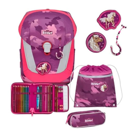 Scout Schulranzen-Set Sunny II DIN Pink Horse, 4-teilig