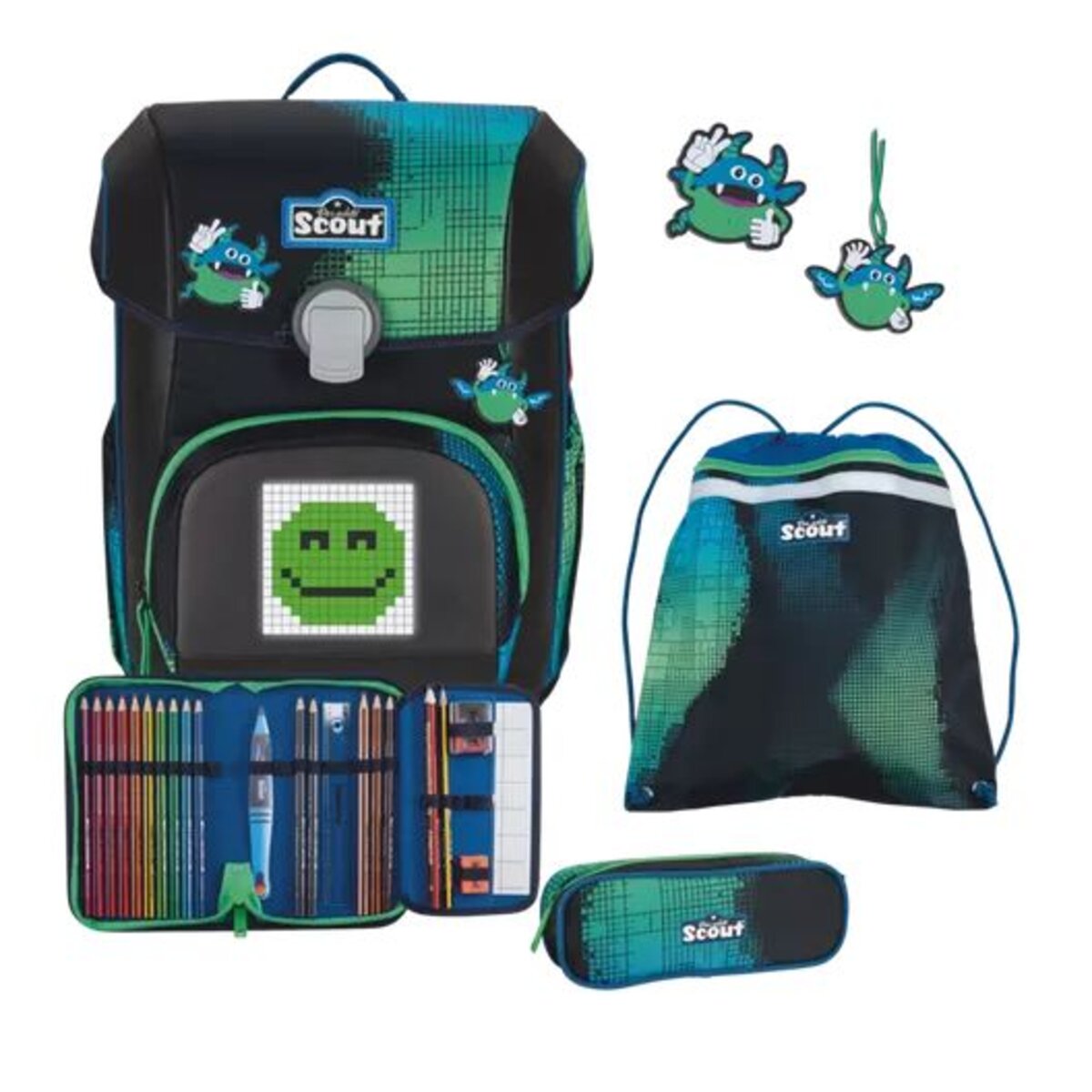 Scout Schulranzen-Set Neo Set Movie Star Blue Pixel