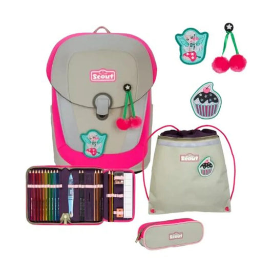 Scout Schulranzen-Set Sunny II DIN Pink Cherry, 4-teilig