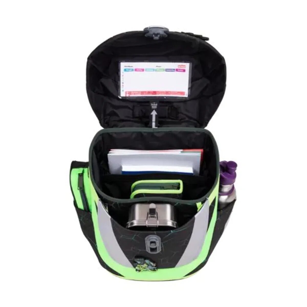 Scout Schulranzen-Set Sunny II Exklusiv LED DIN Dino Hunter, 4-teilig