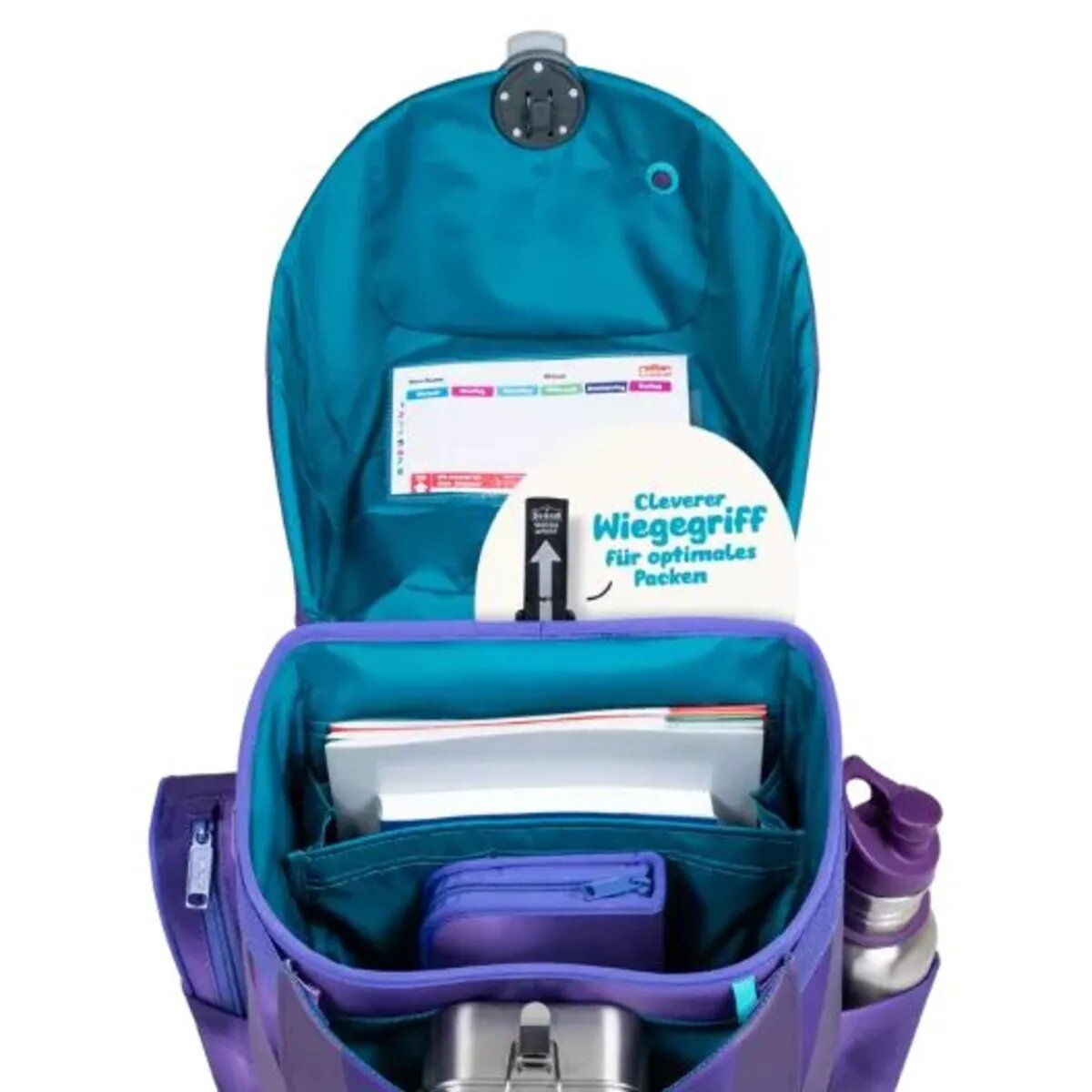 Scout Schulranzen-Set Sunny II Exklusiv Superflash Purple Magic, 4-teilig
