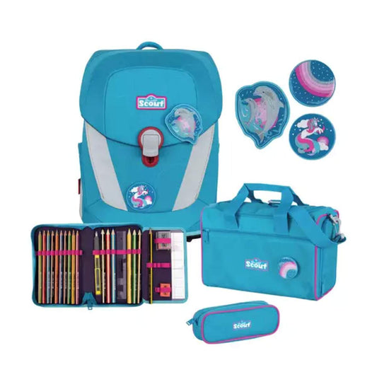 Scout Schulranzenset Sunny II Dolphins, 4-teilig