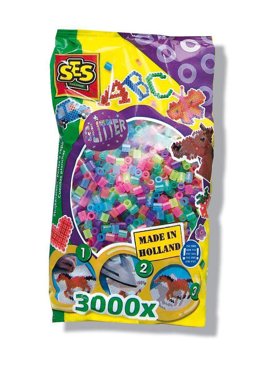 SES Creative Bügelperlen Glitter, 3000 Perlen