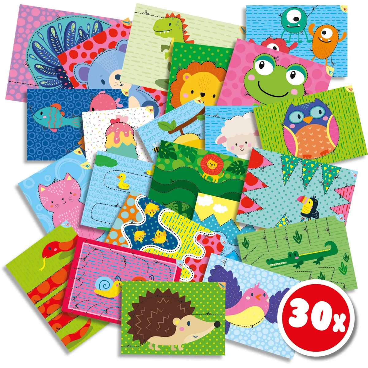 SES Creative Ich lerne schneiden Schritt für Schritt, 30 Tierkarten zum Ausschneiden