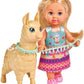 Simba Evi Love Puppe im süßen Outfit mit Alpaka und Leine, 12 cm